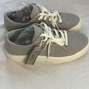TOMS Kameron Lace Up Canvas Sneaker Women's Size 8 Drizzle grey